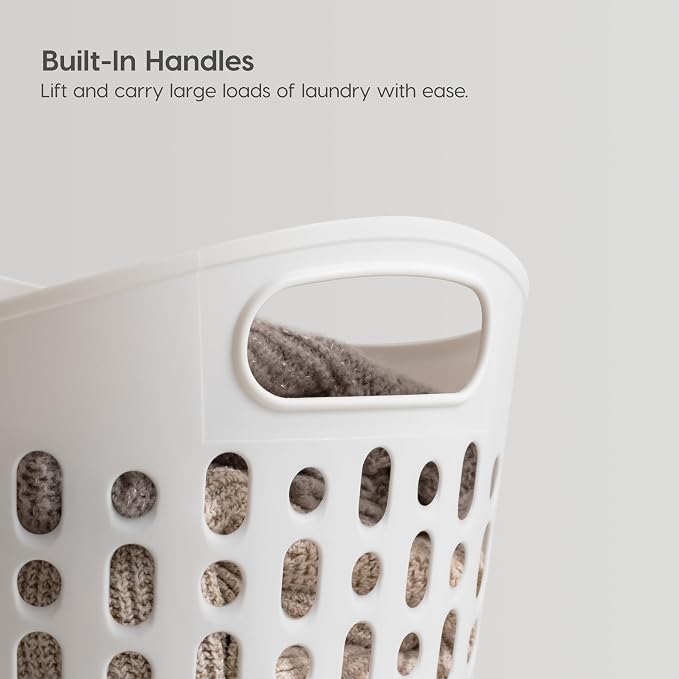 IRIS USA Plastic Laundry Basket, 27L - 3 Pack, Flexible Clothes Hamper with Ventilation Holes, Laundry Room Bedroom Bathroom Apartment Dorm Blankets Pillows Trinkets Organization, White