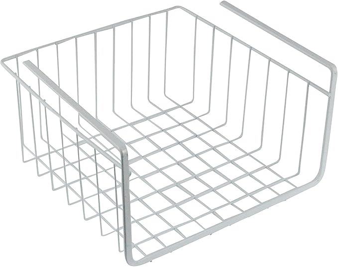 White Wire Under-Shelf Storage Basket, 10-Inch – Durable Organization Solution for Kitchen, Pantry, and Closet