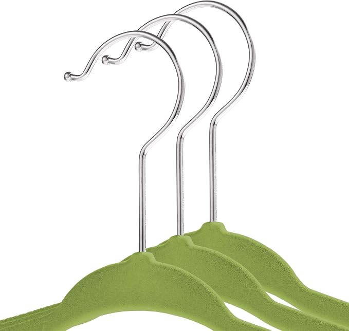 Casafield 50 Velvet Baby Hangers - 11" Size for Infant & Toddler Clothes - Lime Green