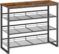 HOOBRO Shoe Rack, 4 Tier Shoe Organizer for Front Door Entrance, Shoe Shelf with Adjustable Tilt Angle, Holds 12-16 Pairs, for Entryway, Garage, Closet, Rustic Brown and Black BF09XJ01