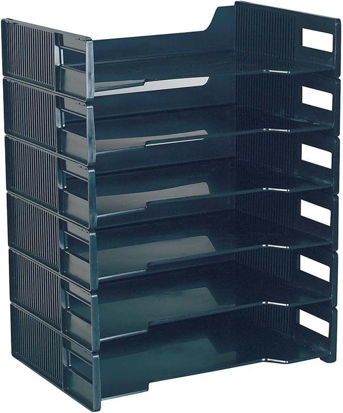 Innovative Storage Designs Stackable Letter Trays, Black, Pack of 6