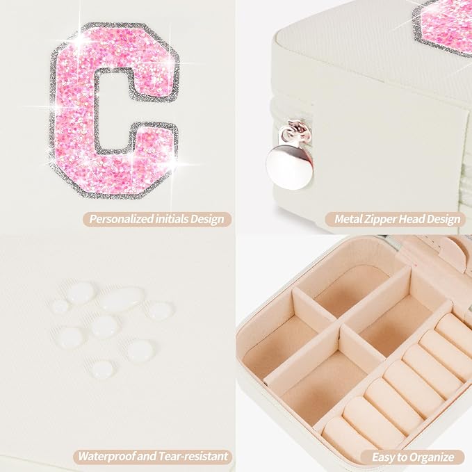 Uygafly Gifts for Teen Girl Trendy Stuff,Birthday Gift for 5 6 7 8 9 10 11 12 13 14 15 Year Old Girls,Cute Travel Jewelry Case Small Box | Cream,C