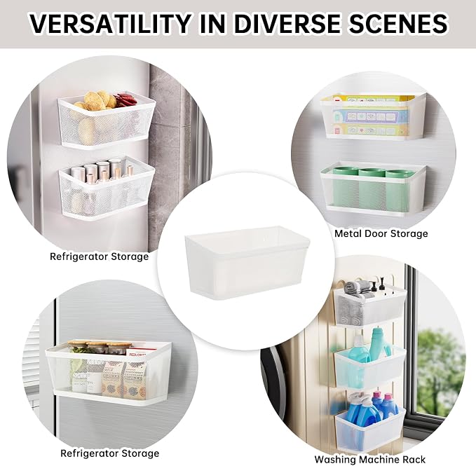 2Pcs Magnetic Spice Rack for Fridge Magnet Hanging Basket Holder for Seasonings Fruit Vegetables Coffee Beans Magnetic Organizer Shelf, Kitchen Refrigerator Organizers
