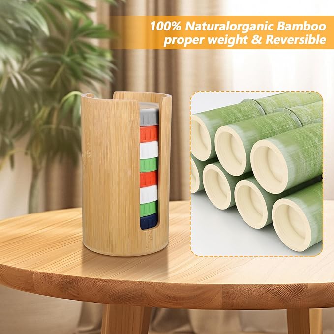 2Pcs Mason Jar Lid Organizer, Bamboo Vertical Storage Holder, Mason Jar Accessories, Bamboo Storage Holder for Home Kitchen Organization & Tumbler Lids (Wide Mouth & Regular Mouth)