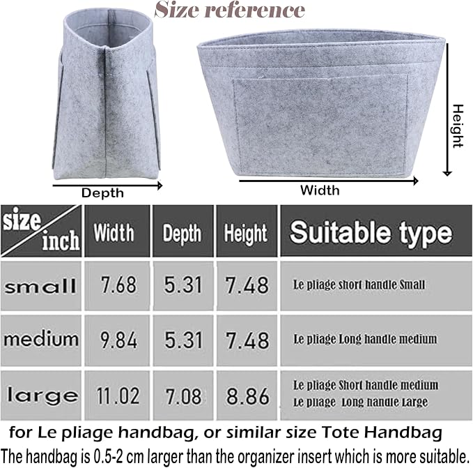 Lckaey bag Organizer Insert for longchamp le pliage organizer insert Handbags Organizer 1012French grey-S