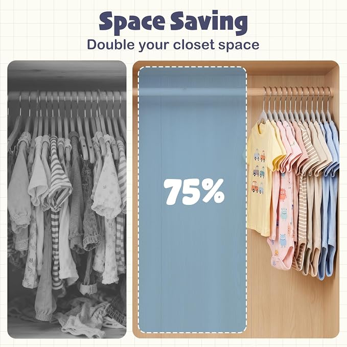 HOUSE DAY 11 Inch Velvet Baby Hangers 50 Pack Grey, Premium Kids Hangers for Children, Infant & Toddler Clothes, Durable Non Slip Small Baby Felt Hanger for Closet, Ideal for Everyday Use