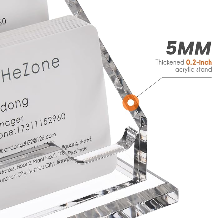 HeZone Acrylic Card Holder Clear Horizontal Business Card Organizer Stand for Desk 3 Slots 3 Tier Business Cards Stand for Women and Men,Office Desk Accessories,Organize 150 Cards-1 Pack(3 Slots-H)