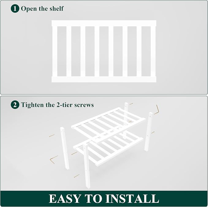 Smiry Bamboo Shoe Rack for Closet, 2 Tier Small Wooden Shoe Organizer, Stackable Wood Shoe Storage Shelf for Entryway, 14 Vertical Slats, One-piece Heavy-Duty Legs, 17.32"x11.02"x12.99", White