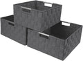 Sorbus Storage Box Woven Basket Bin Container Tote Cube Organizer Set Stackable Storage Basket Woven Strap Shelf Organizer Built-in Carry Handles (Gray)