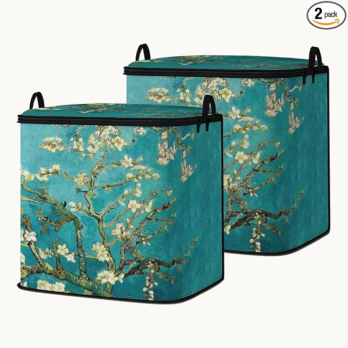 2pcs blanket storage bag for under bed,closet organizers 95L | clothing sweater sheet bedding comforter duvet quilt pillow toy storage bags with lids,dorm room essentials for containers