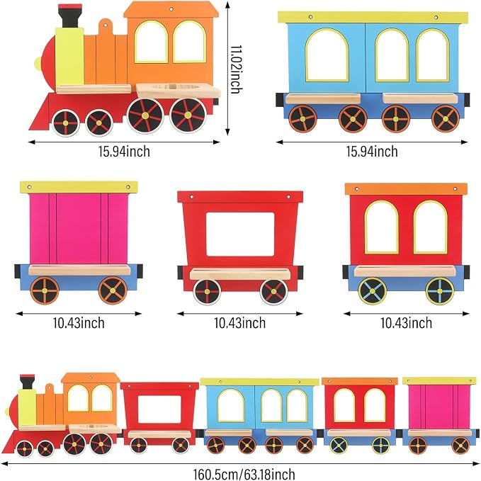 for Tonies Box 1/2 Tonies Figures Organizer Storage Shelf Wall Mounted, Colorful Little Five-Train Magnetic Floating Shelves Display Collection 30~40 Characters