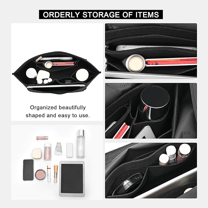 LOUKAYCCI Felt Purse Organizer Insert for Longchamp Le Pliage L Handbag Insert (Large, Black)