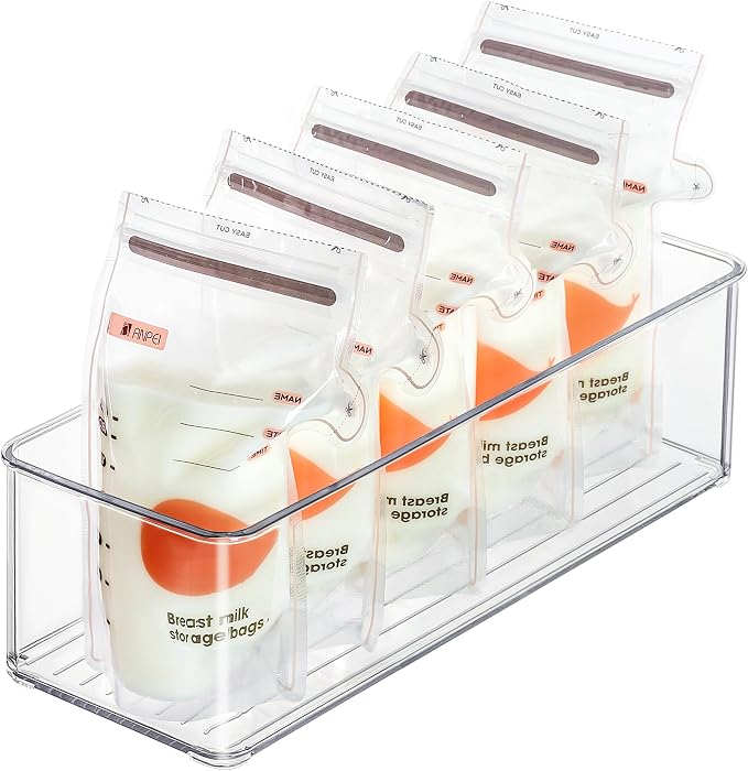 Heyuzb 4 PACK Freezer Organizer Bins Clear Stackable Storage Bins for Fridge Organization and Storage