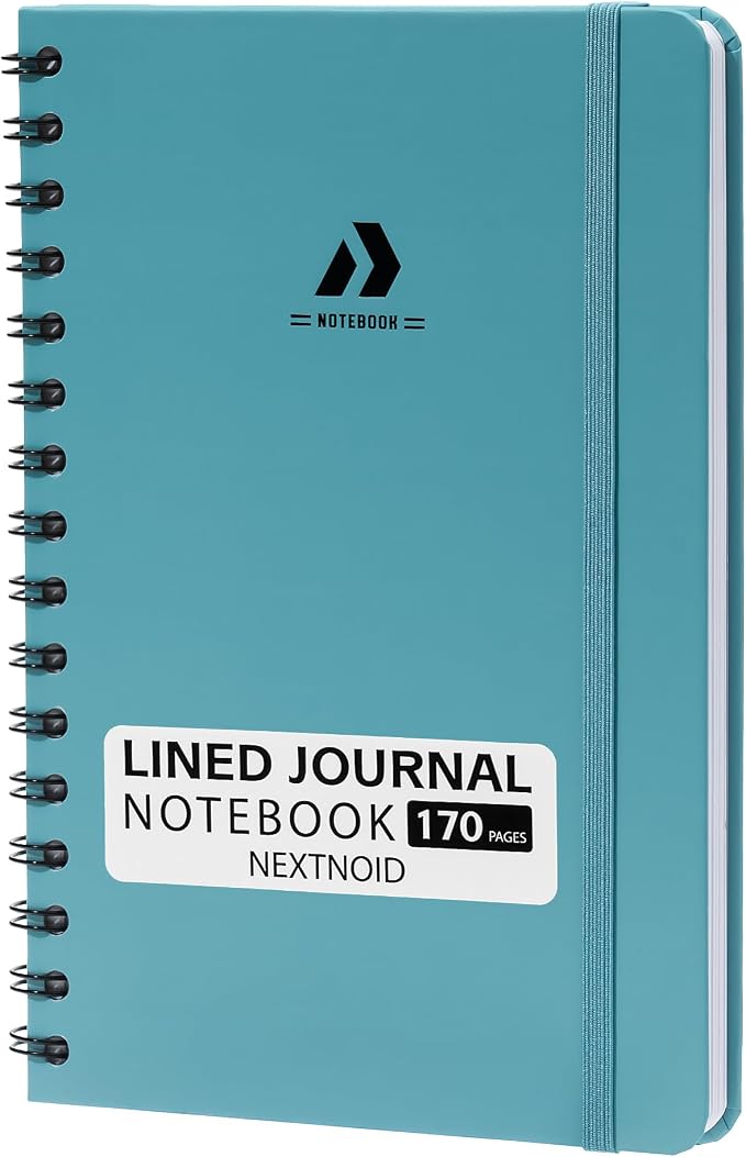 Nextnoid Lined Spiral Notebook Journal For Women & Men - A5(5.8" x 8.3") 170 Pages, Hardcover Notebooks for Work & Note Taking, College Ruled Journals for Writing - Turquoise