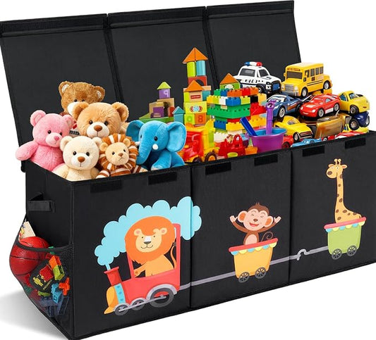 XL Toy Box - Toy Storage Bins with lids, Collapsible Toy Chest for Boys Girls, Kids Big Toy Organizer with Adjustable Dividers for Living Room Area, Playroom, Bedroom，38"x16"x14"