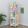 Stuffed Animal Storage Zoo, 65" Extra Large Wooden Plush Toy Organizer, Solid Pine Toy Holder with 3D Sign & Sturdy Base, Vertical Corner Stuffed Animal Cage for Nursery Playroom