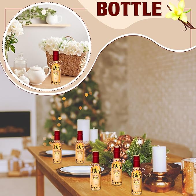 Tioncy 16 Pcs Empty Vanilla Extract Bottles for Homemade Vanilla Jar Glass Bottle with Cap, Shrink Band, Sticker DIY Crafts Wedding Gift Food Storage Canister for Bean(Red,3 oz)