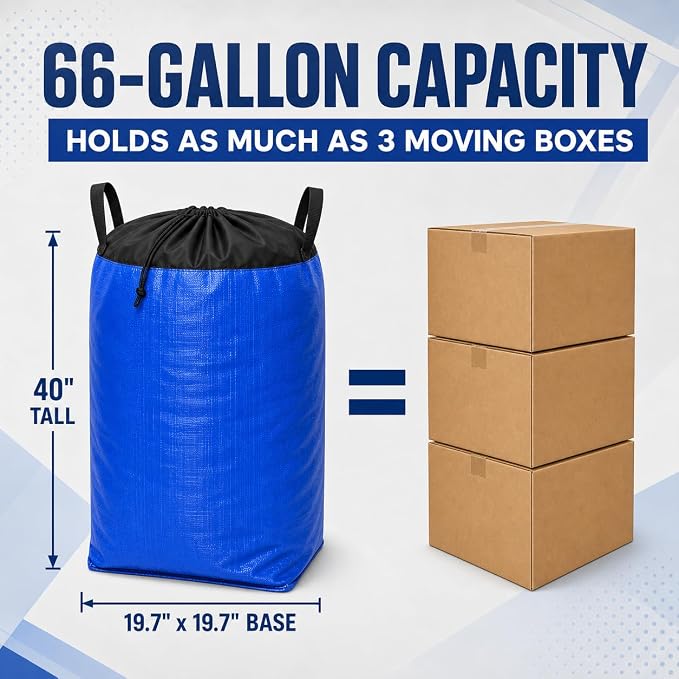 Moving Bags Heavy Duty Extra Large, 66 Gallon Large College Moving Bags with Handles, Waterproof Storage Packing for Home Dorm, Set of 2