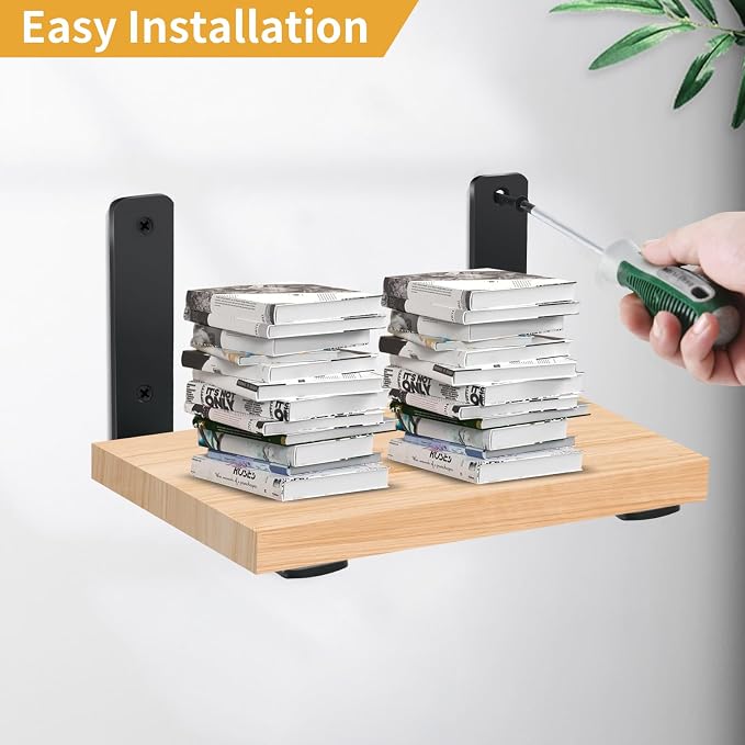 8 Pack - L 11" x H 6" x W1.5, 5mm Thick Black L Shelf Bracket, Iron Shelf Brackets, Metal Shelf Brackets, Floating Shelf, Shelf Supports with Screws