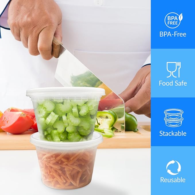 Reli. Leak-Proof Deli Containers 25 Sets, 16 oz | Meal Prep & Food Storage | Leak-Proof Lids, Meal Prep Ready, Space-Saving and Stackable Soup Containers, BPA Free Deli Food Storage, Microwave Safe