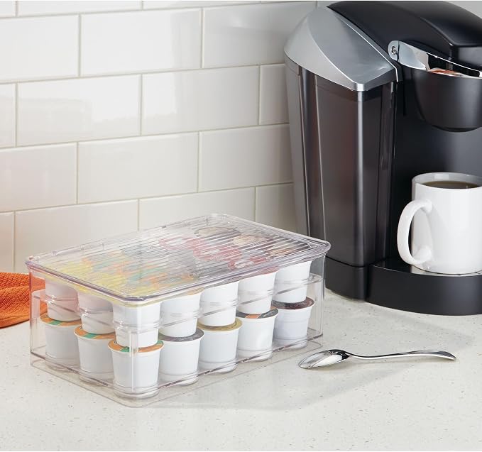 iDesign Stackable Coffee Pod Holder for K-Cup Pods, Set of 2, Clear | 29 K-Cup Capacity