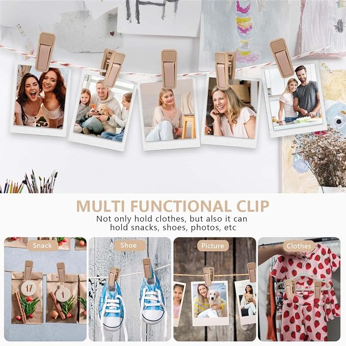 KISEER 80 Pcs Plastic Baby Hanger Clips Slim-line Finger Clips Set for Clothes Hanger Velvet Hanger (Skin)