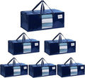 VENO 6 Pack Heavy Duty Moving Bags, Packing Bags with Clear Window, Alternative to Moving Boxes, Storage Bins for Clothes, Blankets, Comforters, College Dorm Essentials (Blue, 6 Pack)