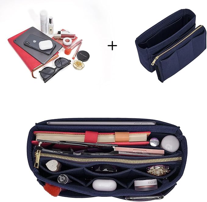 Vercord Felt Organizer Insert for Purse Handbag Tote Bag in Bag Inside Shaper Divider Neo Dark blue Slender Medium