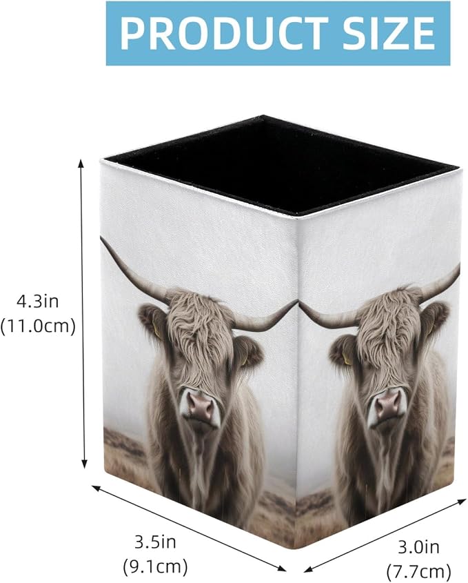 Pen Holder for Desk, Highland Cow Pencil Holder, Pen Cup Functional Desk Organizer for Office Supplies