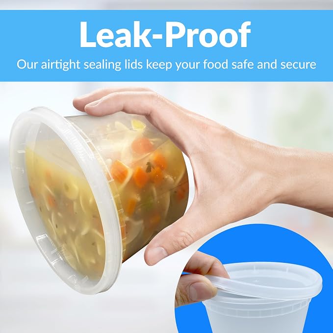 Reli. Leak-Proof Deli Containers 25 Sets, 16 oz | Meal Prep & Food Storage | Leak-Proof Lids, Meal Prep Ready, Space-Saving and Stackable Soup Containers, BPA Free Deli Food Storage, Microwave Safe