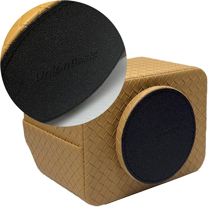 UnionBasic Rotating Desk Organizer, 360 Desk Spinning Caddy, Desktop TV Guide/Mail/Media/Remote Controller Holder Organizer, Woven Apricot