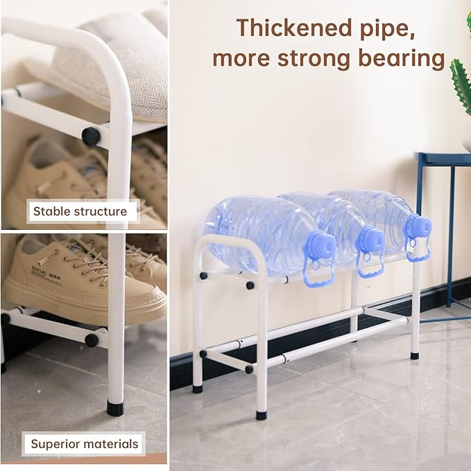 Gonfoam Shoe Rack for Closet, Expandable Shoe Organizer Storage Shelf, Adjustable Metal Free Standing Small Closet Shoe Rack for Entryway, Doorway (2-Tier White)