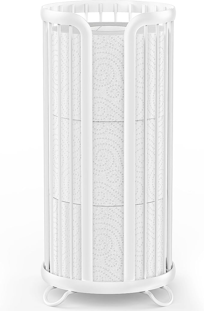 Toilet Paper Holder Stand, Freestanding Toilet Paper Storage,White | Waterproof Raised Feet,Rustproof,Fit 3 Mega Rolls,No Drilling No Assemble,Minimalistic Storage,Space-saving Renter Friendly