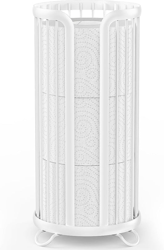 Toilet Paper Holder Stand, Freestanding Toilet Paper Storage,White | Waterproof Raised Feet,Rustproof,Fit 3 Mega Rolls,No Drilling No Assemble,Minimalistic Storage,Space-saving Renter Friendly