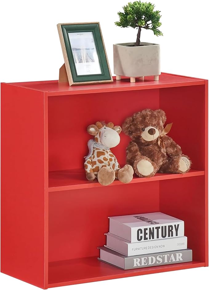 KB Designs - Tony 2-Tier Modern Bookcase with Open Storage Shelves for Kids’ Rooms, Playrooms, or Home Offices – Compact Colorful Bookshelf Organizer