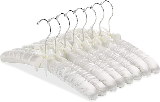 Whitmor 8PK Sat Blouse Hanger, 8 Count, Bone