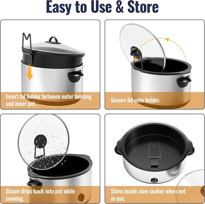 NiHome Slow Cooker Lid Holder Fit for Crockpot for Hands-Free Cooking, Fits Various Lid Sizes, Stable and Non-Slip Design, Prevents Water Stains on Countertops, Easy to Use, Space-Saving Storage