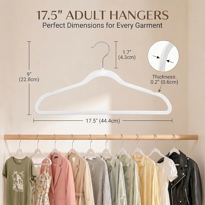 SMARTOR Plastic Hangers 50 Pack - Thin Clothes Hangers Heavy Duty | Durable, Lightweight, Space Saving, Slim Hangers Plastic, Dorm Room Essentials for College Students - White
