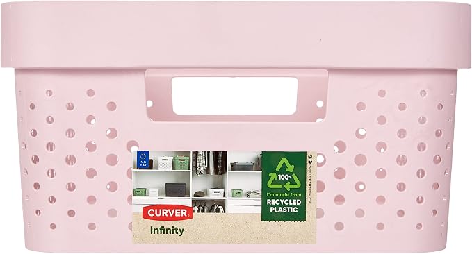 CURVER Infinity 17L Recycled Storage Basket - Multi Purpose Storage, Stackable and Nesting - 35.5 x 26.7 x 13.7 cm - Pink