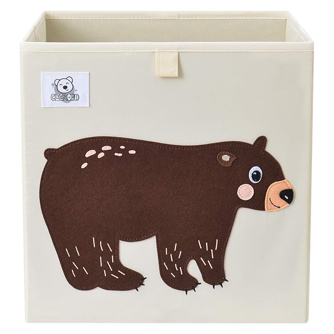 Foldable Animal Cube Storage Bins Fabric Toy Box/Chest/Organizer for Toddler/Kids Nursery, Playroom, 13 inch (Bear)