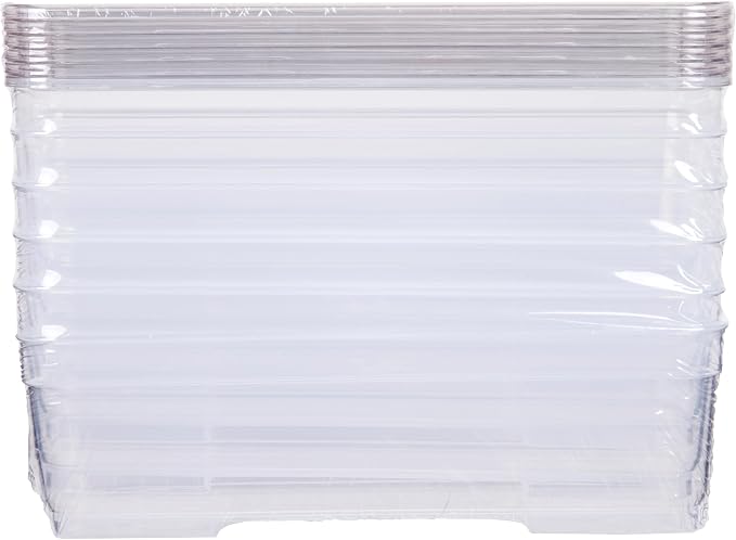 Best Kept 6 Bin Pack, Long Home Organizer Storage Boxes with Lids, Translucent Clear