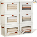 Large Storage Bins with Lids,Stackable&Collapsible Closet Storage Bins,Oxford Fabric Organizer Box with Clear Window,Large Decorative Storage Boxes for Closet,Shelves,Dorm