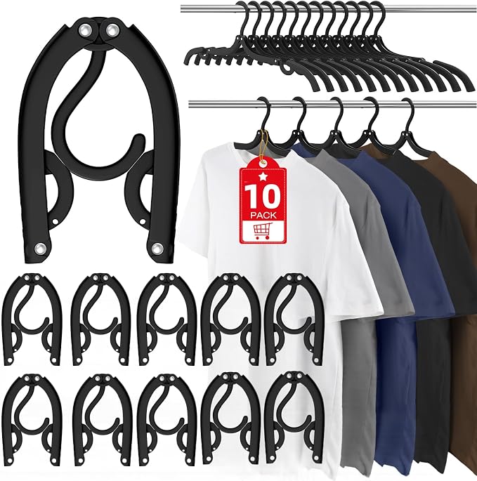 10Pcs Foldable Travel Hangers Cruise Essentials 2026 Phone Sized | Portable Travel Essential Plastic Cruise Ship Essentials Cruises Must Haves for Suitcase Camping Flying RV Europe Vacation