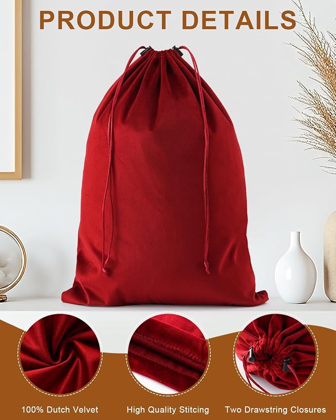4 Pcs Shoe Bags for Travel, Dust Velvet Bags, Rio Red, 17.3x12.6 Inch | Washable & Reusable Travel Shoe Bags, Dustproof Shoe Bags with Drawstring Closure, Suitable for Travel, Home Storage