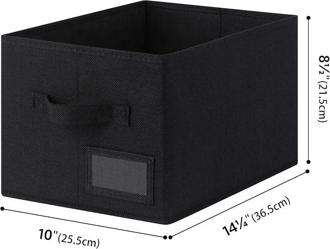 GRANNY SAYS Closet Storage Bins, Fabric Storage Baskets for Clothes, Collapsible Storage Boxes with Handles, Black, Medium, 3-Pack