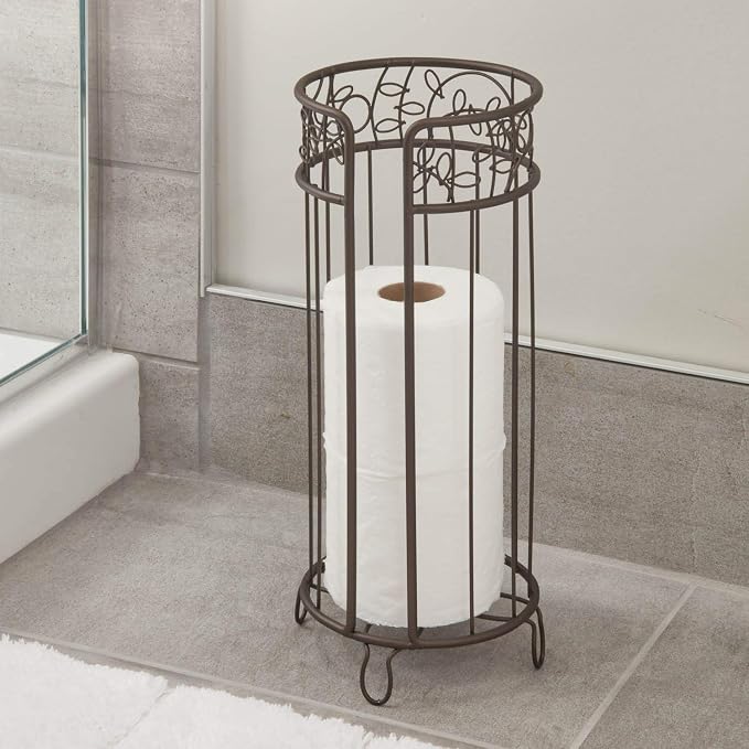 iDesign Metal Toilet Tissue Holder Stand, The Twigz Collection – Holds 3 Rolls of Toilet Paper, 6.8” x 15.2”, Bronze