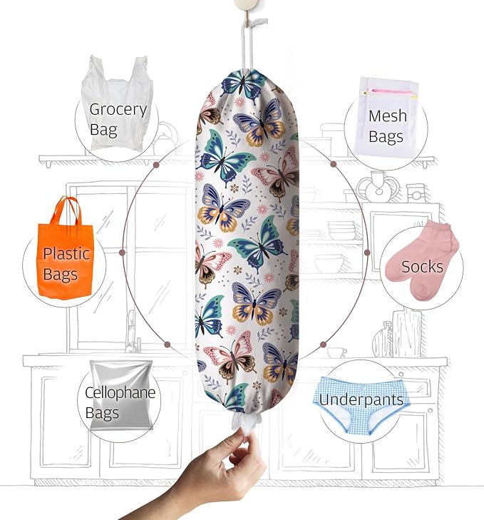 Butterfly Grocery Bag Storage,Plastic Bag Holder Organizer Storage for Plastic Bags Groceries Store 23" x 9"