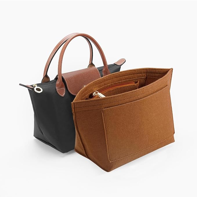 LOUKAYCCI Purse Organizer Insert for Le Pliage Medium Handbags Insert Organizer (Brown, Medium)