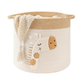 Large Blanket Baskets for Living Room Decor, Toy Storage Baskets 14" x 14" Woven Cotton Rope Basket for Kids, Dog Toys Organizer Clothes Hamper with Embroidery Decor for Nursery Laundry, Giraffe