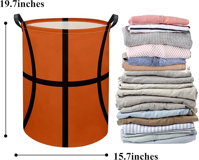 Basketball Kids Laundry hamper Baby Hamper for Nursery Boy and Girl Kids Cute Kids Toys Storage Bin Organizer Basketball Room Decor for Home(Basketball Pattern)